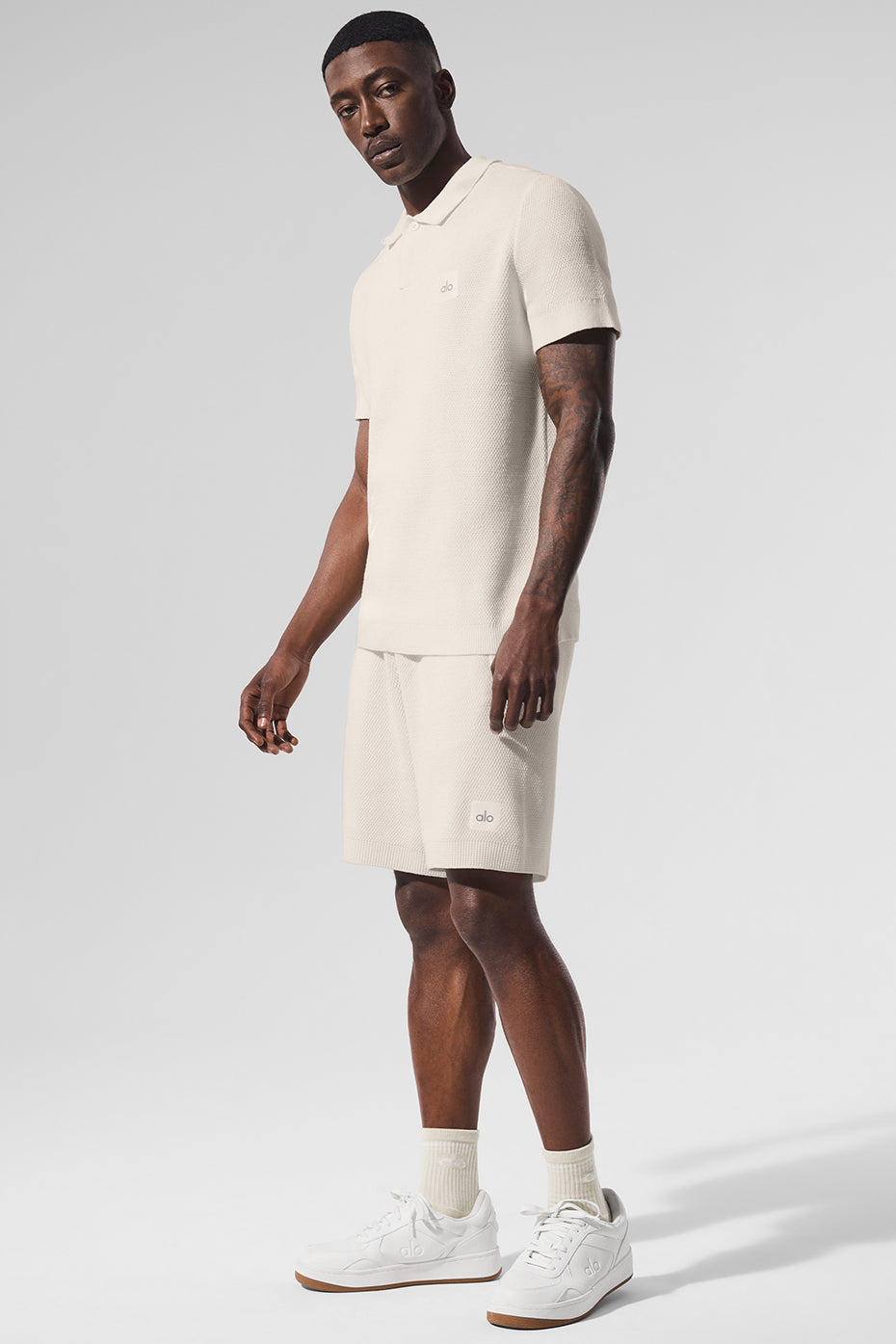 Alo Yoga Sports Club Sweater Knit Polo - Ivory