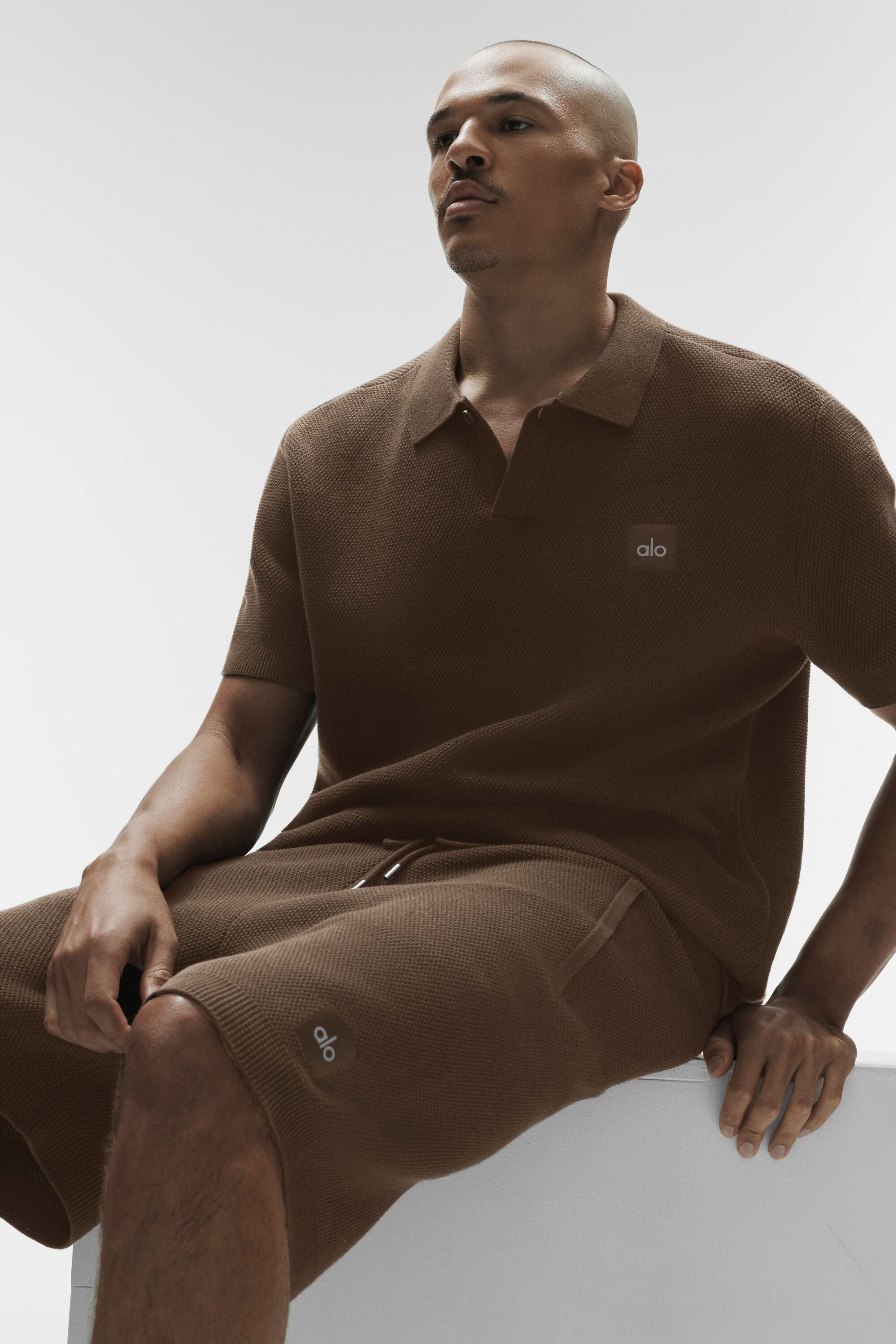Alo Yoga Sports Club Sweater Knit Polo - Espresso