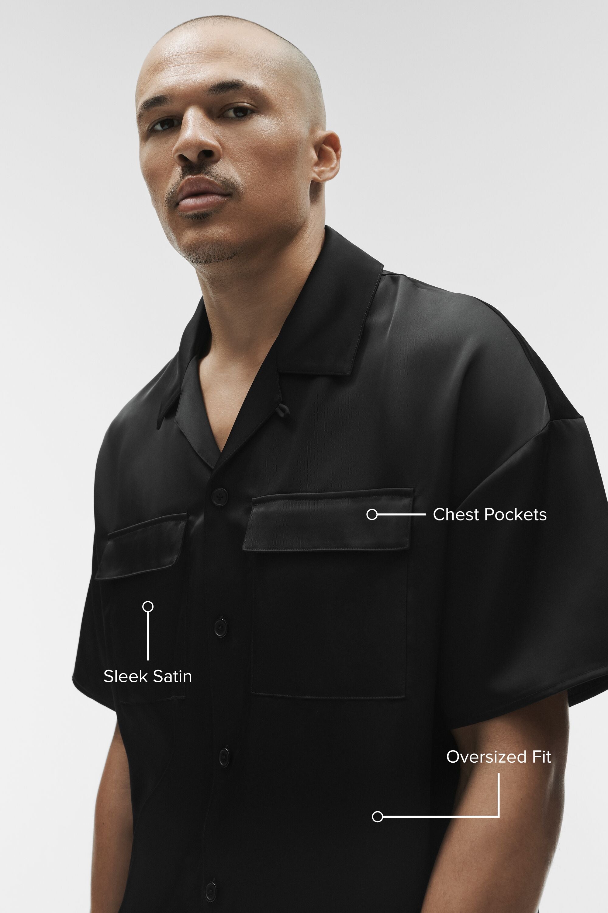 Alo Yoga Satin Horizon Short Sleeve Button Up - Black