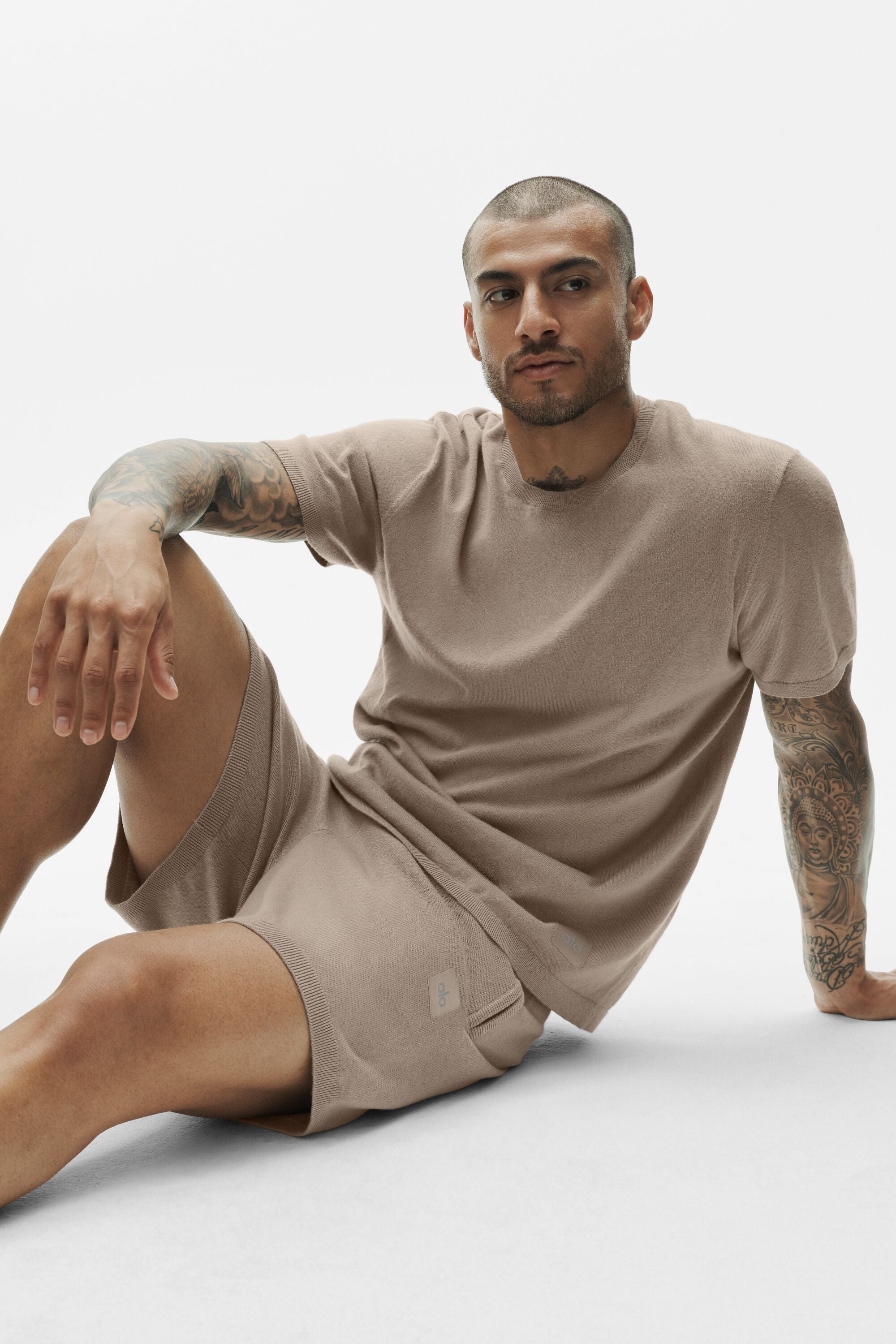 Alo Yoga Cotton Cashmere Ever Soft Short Sleeve Crew - Gravel