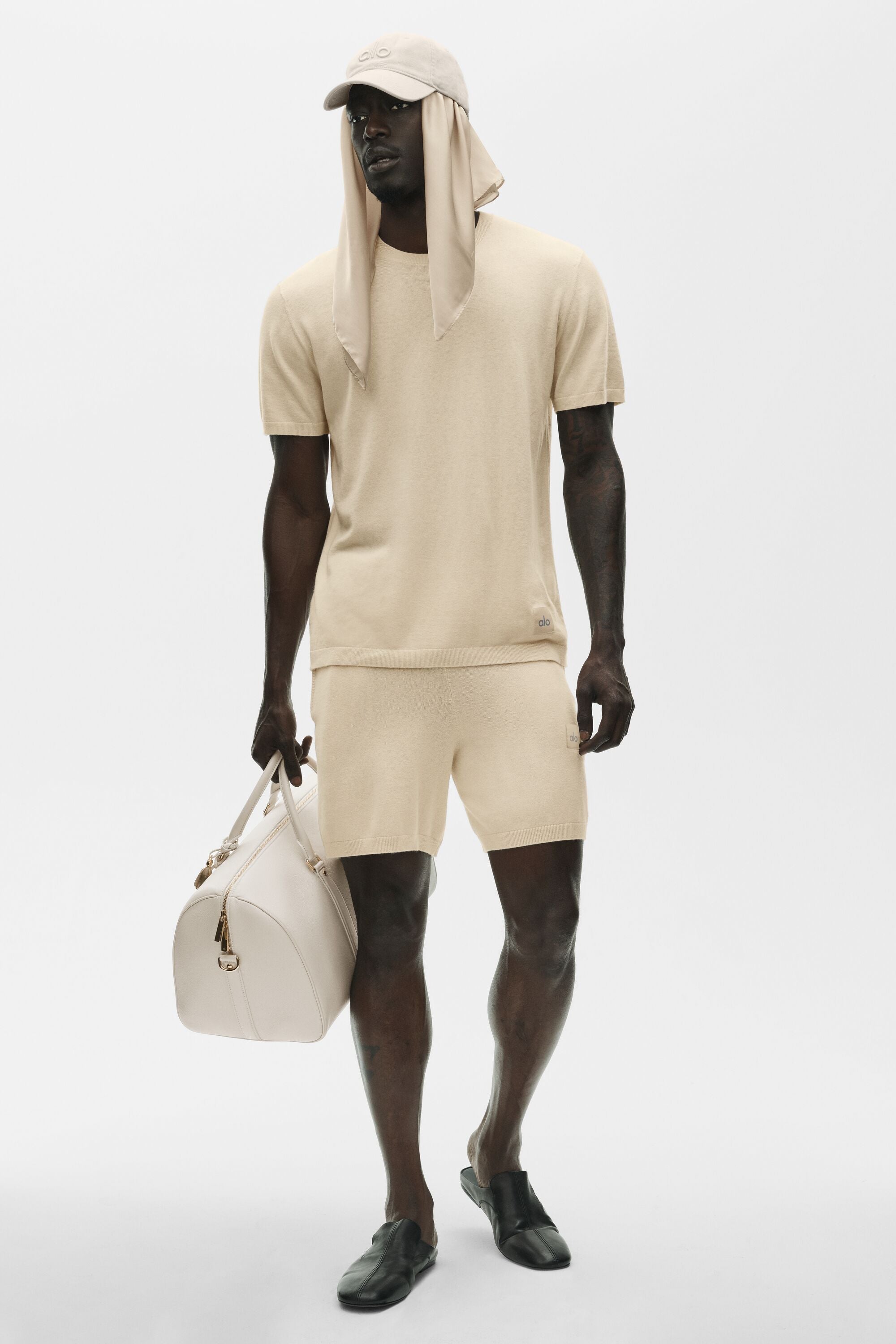 Alo Yoga Cotton Cashmere Ever Soft Short Sleeve Crew - Sandy Beige