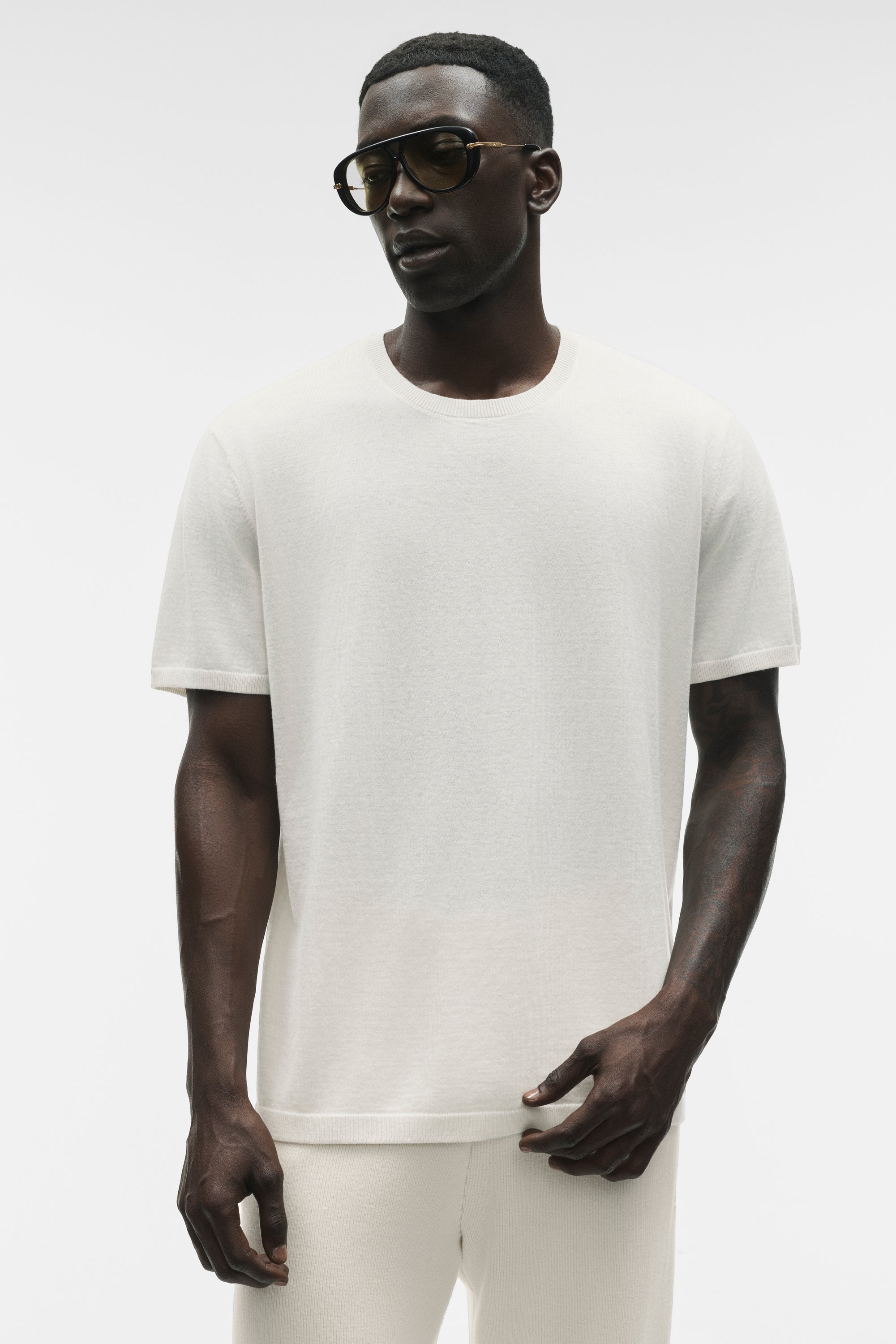Alo Yoga Cotton Cashmere Ever Soft Short Sleeve Crew - Ivory