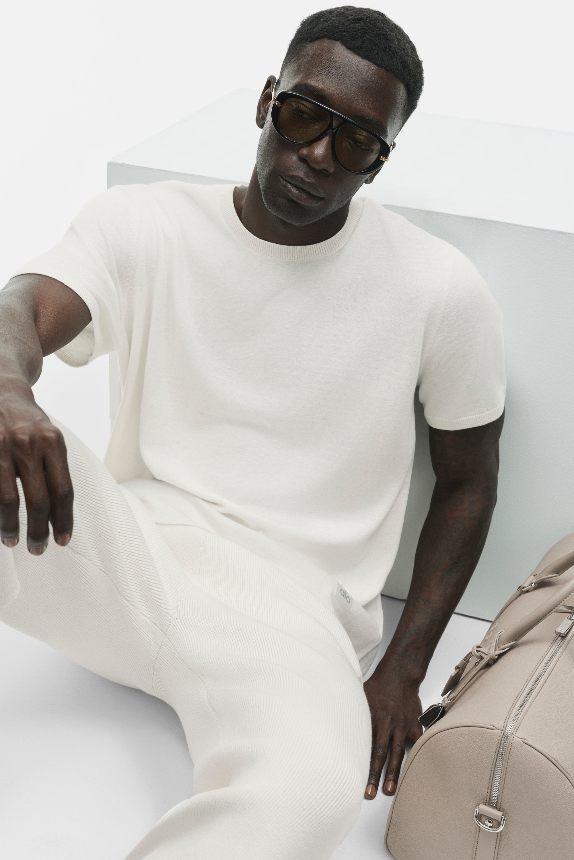 Alo Yoga Cotton Cashmere Ever Soft Short Sleeve Crew - Ivory