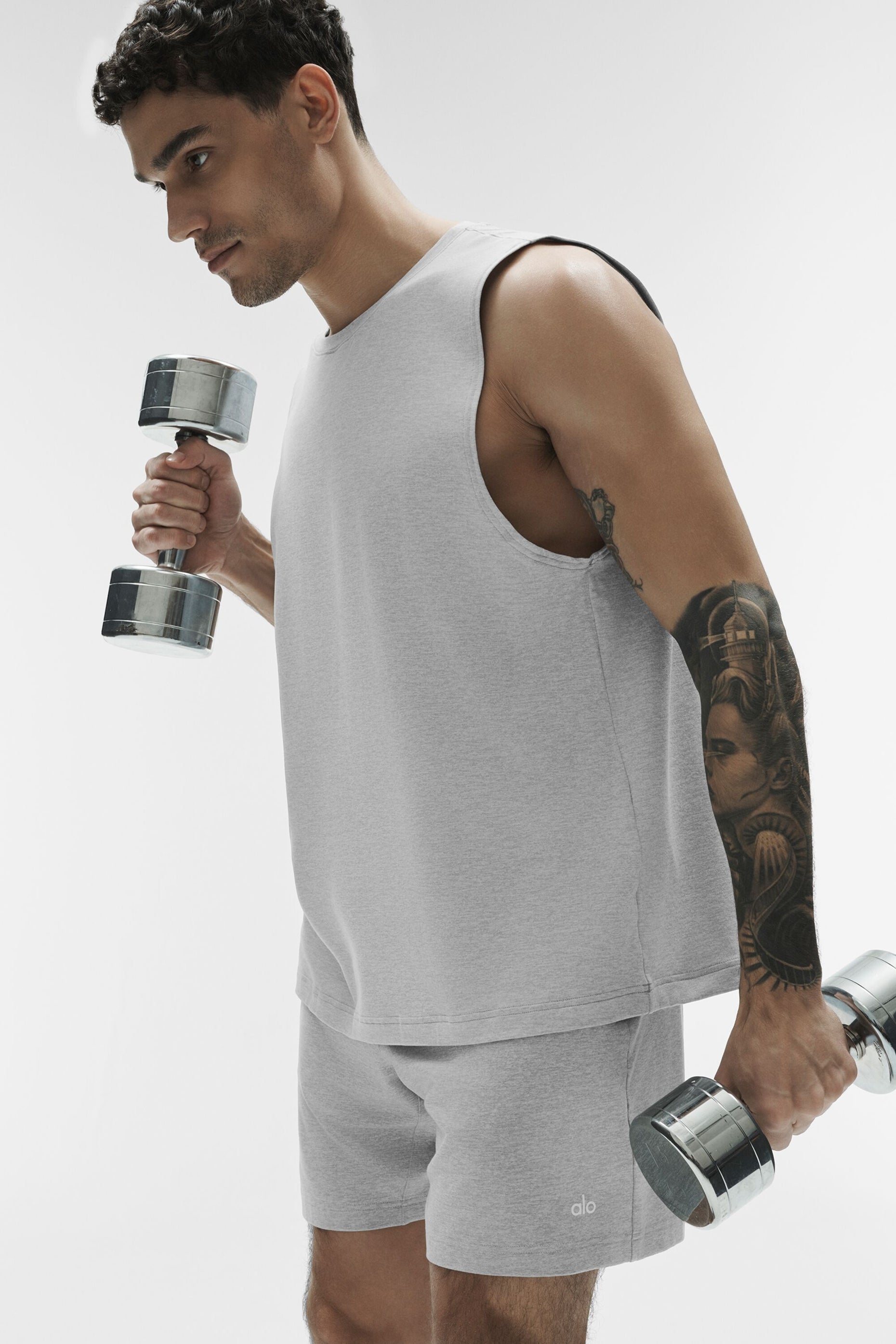 Alo Yoga Conquer Muscle Tank - Athletic Heather Grey