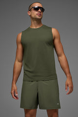 Alo Yoga Conquer Muscle Tank - Green Olive