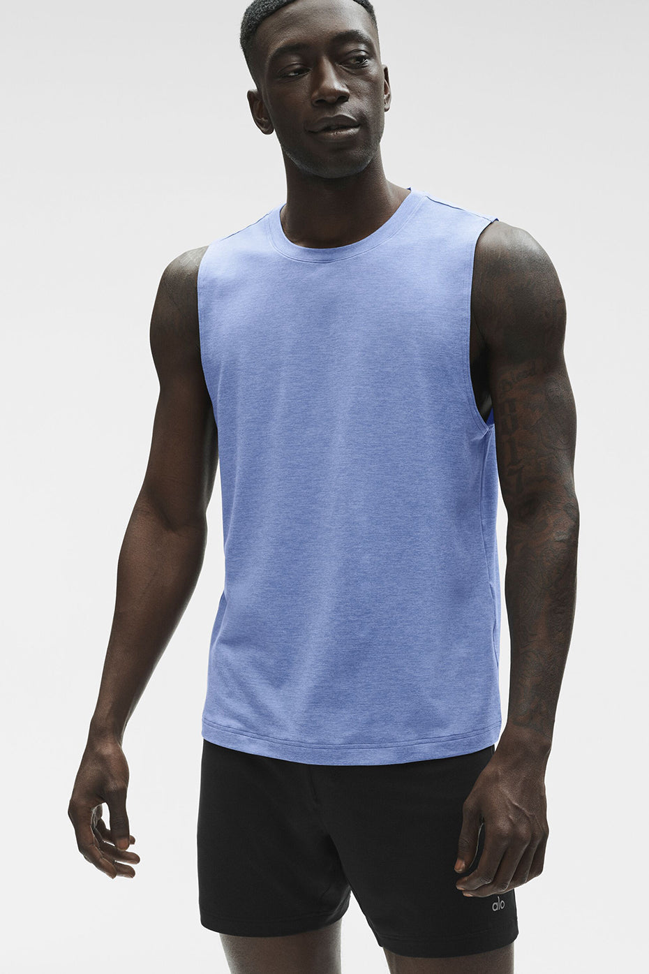 Alo Yoga Conquer Muscle Tank - Provence Blue Heather