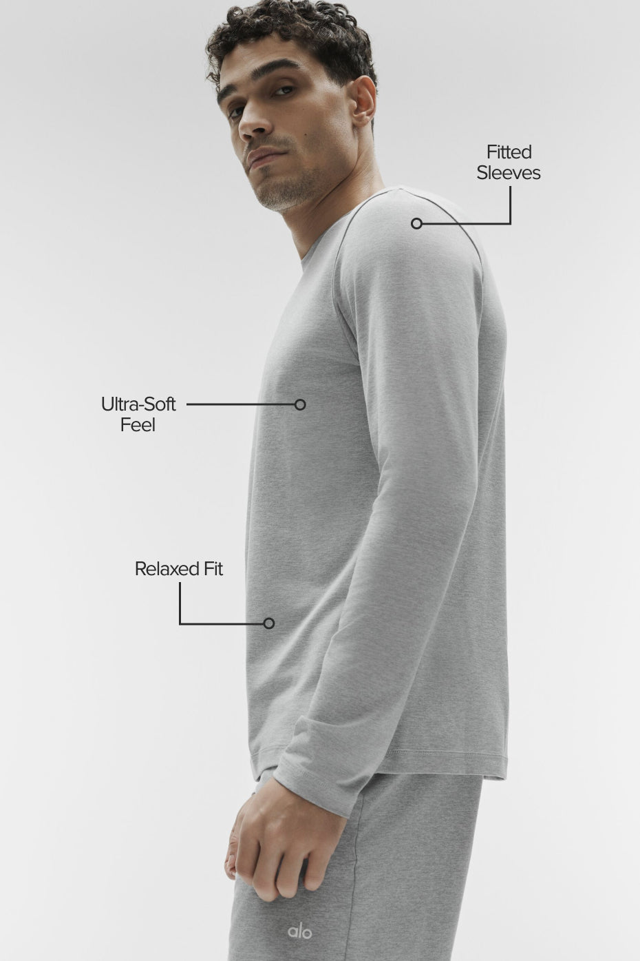 Alo Yoga Conquer Reform Crewneck Long Sleeve - Athletic Heather Grey