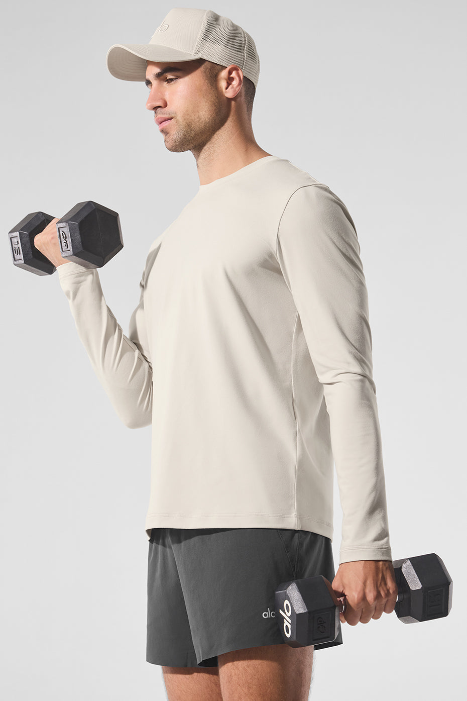 Alo Yoga Conquer Reform Crewneck Long Sleeve - Bone