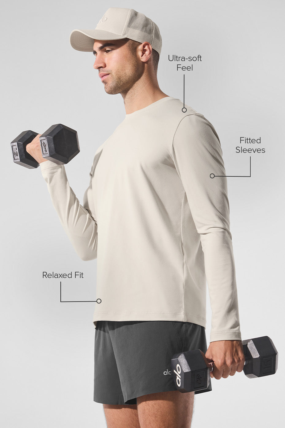 Alo Yoga Conquer Reform Crewneck Long Sleeve - Bone