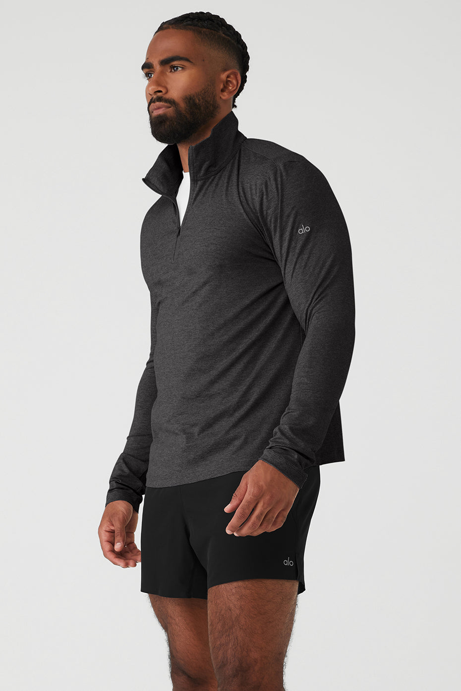 Alo Yoga Conquer 1/4 Zip Reform Long Sleeve - Dark Heather Grey