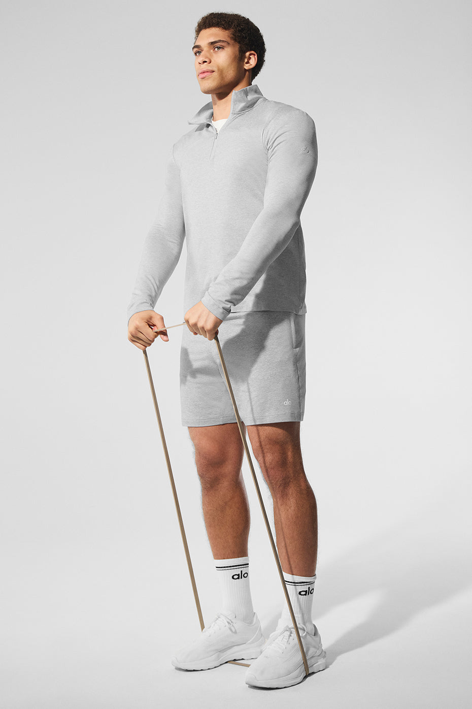 Alo Yoga Conquer 1/4 Zip Reform Long Sleeve - Athletic Heather Grey