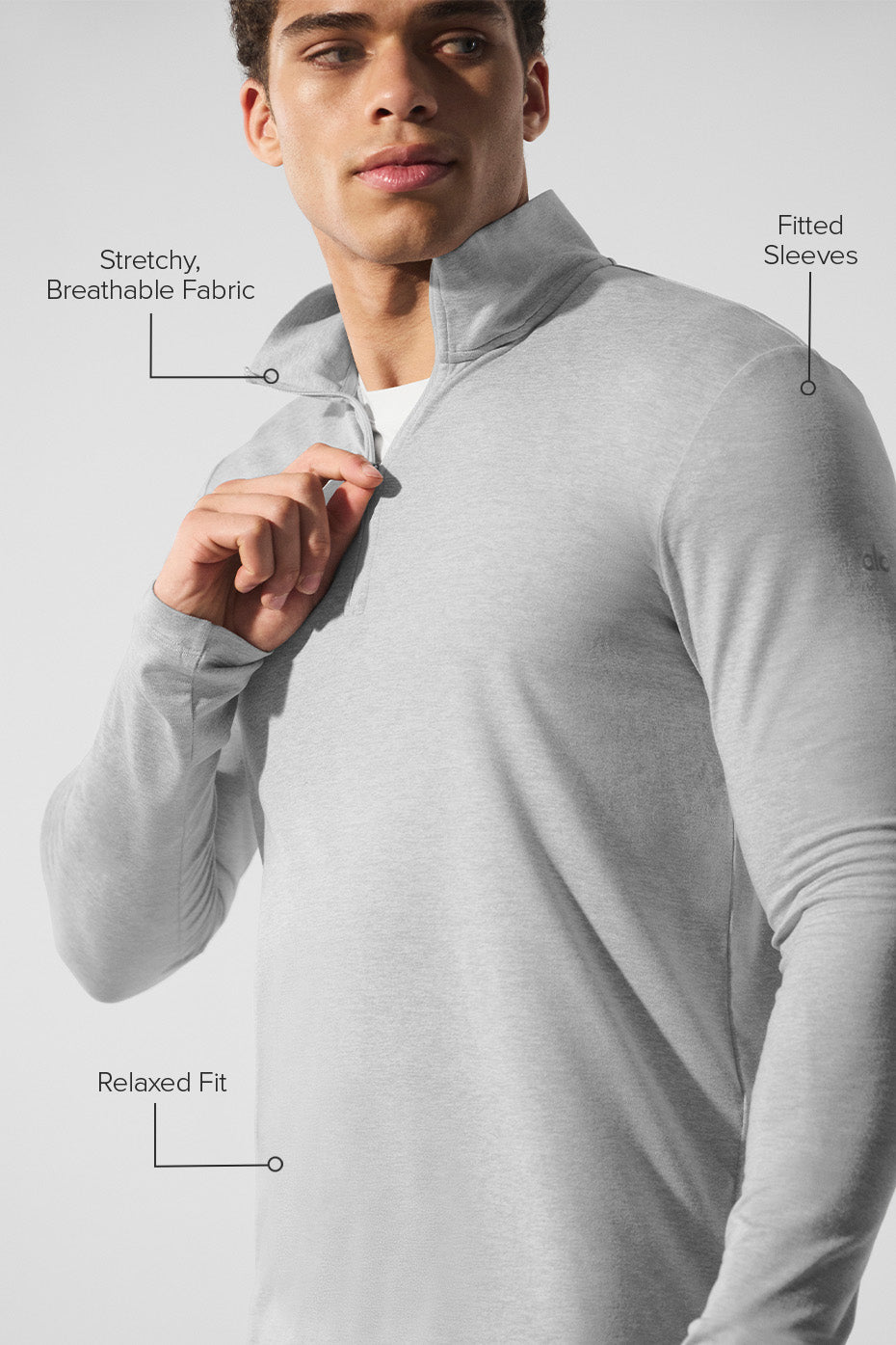 Alo Yoga Conquer 1/4 Zip Reform Long Sleeve - Athletic Heather Grey