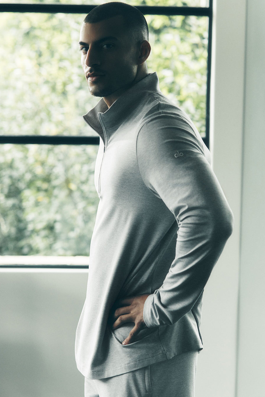 Alo Yoga Conquer 1/4 Zip Reform Long Sleeve - Athletic Heather Grey