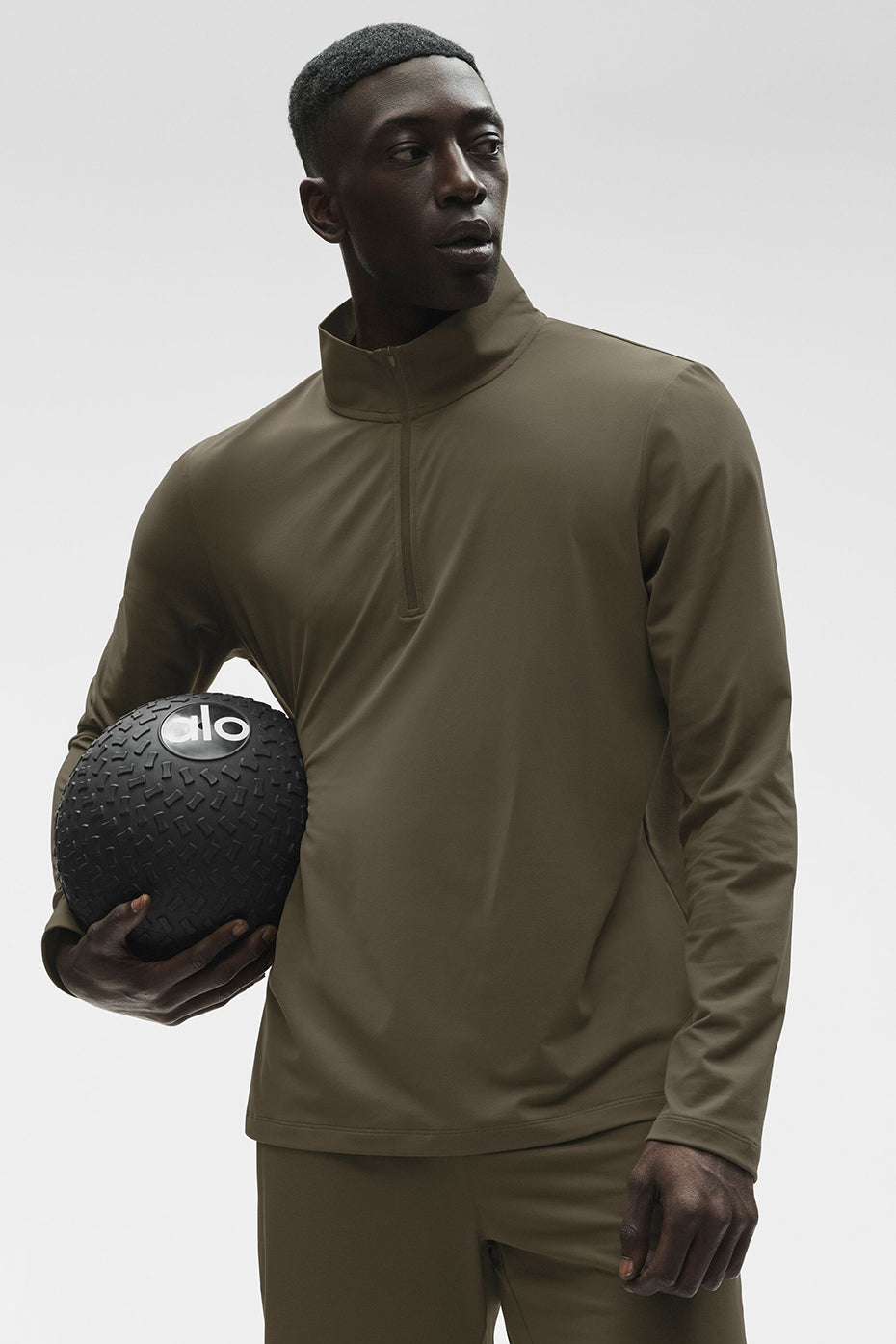 Alo Yoga Conquer 1/4 Zip Reform Long Sleeve - Olive Tree