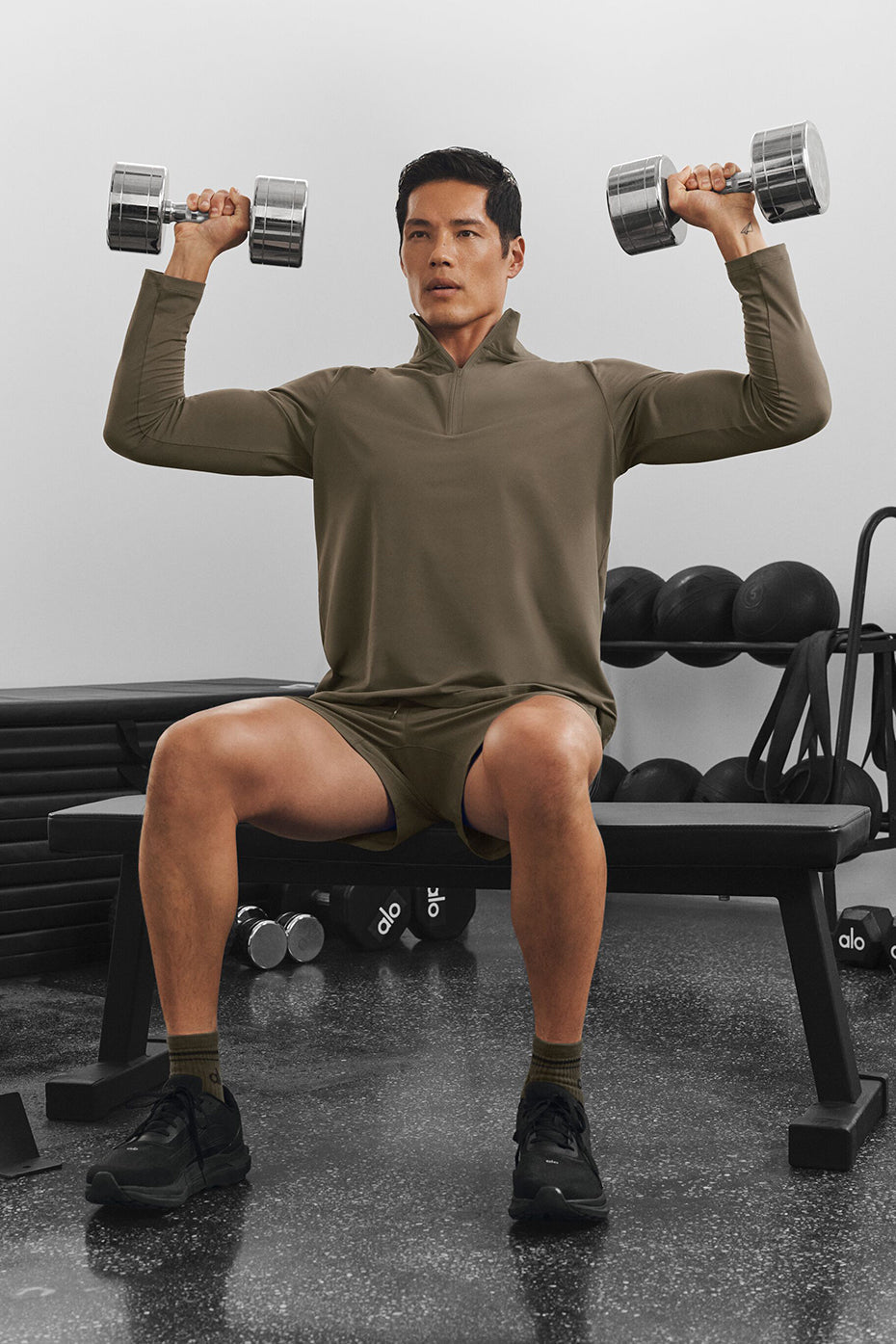 Alo Yoga Conquer 1/4 Zip Reform Long Sleeve - Olive Tree