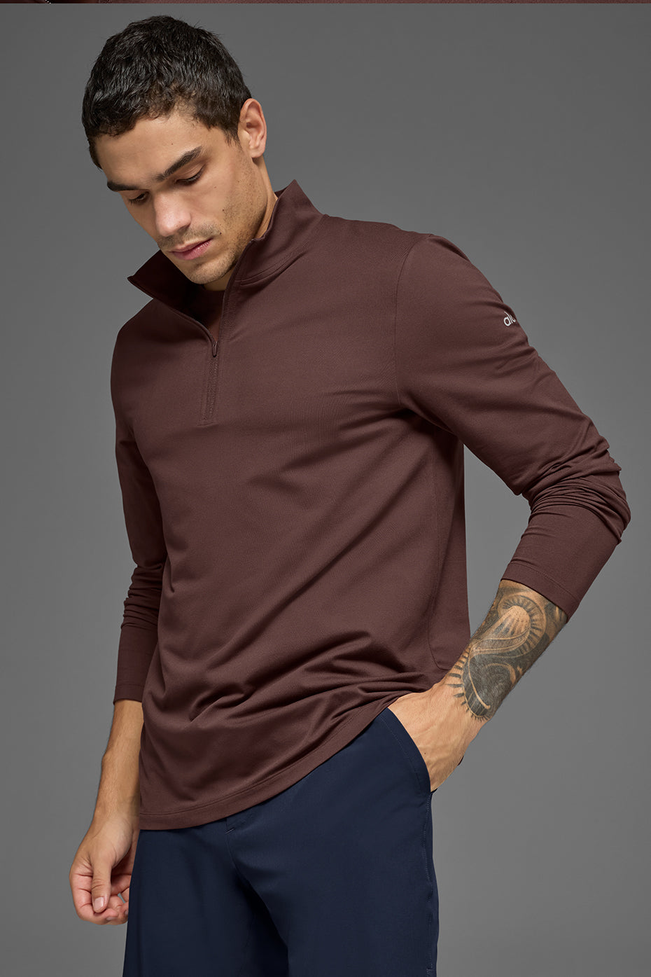 Alo Yoga Conquer 1/4 Zip Reform Long Sleeve - Brownstone