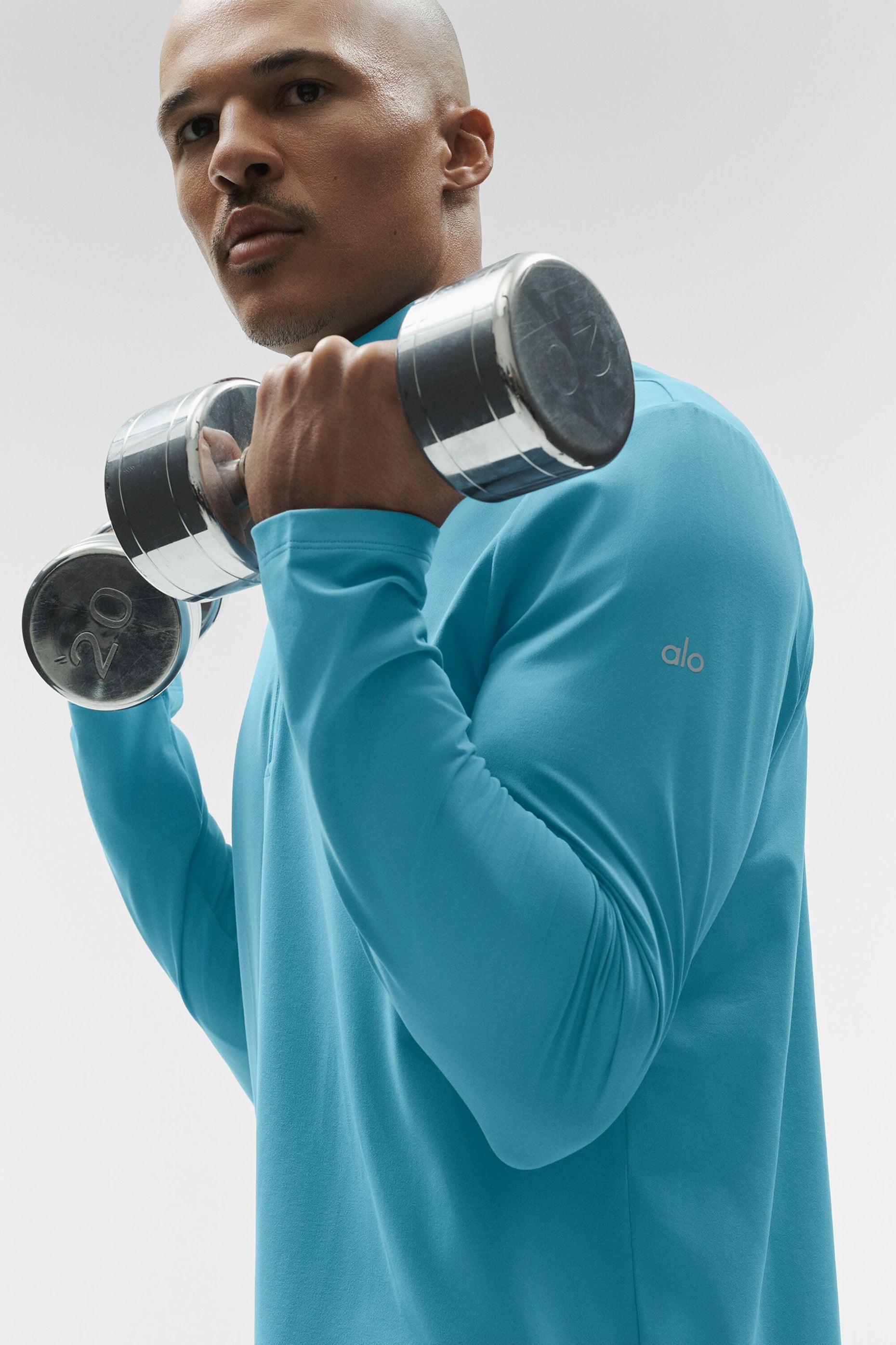 Alo Yoga Conquer 1/4 Zip Reform Long Sleeve - Blue Breeze