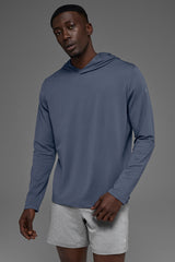 Alo Yoga Conquer Reform Long Sleeve With Hood - Bluestone