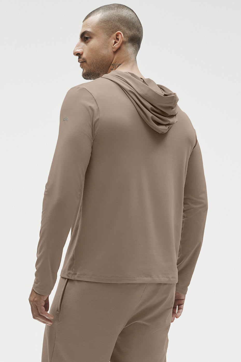 Alo Yoga Conquer Reform Long Sleeve With Hood - Gravel
