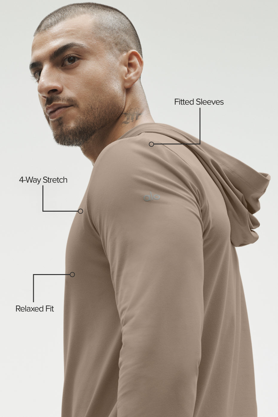 Alo Yoga Conquer Reform Long Sleeve With Hood - Gravel