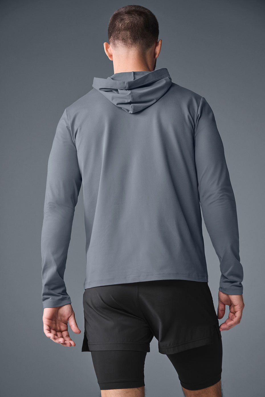 Alo Yoga Conquer Reform Long Sleeve With Hood - Steel Grey