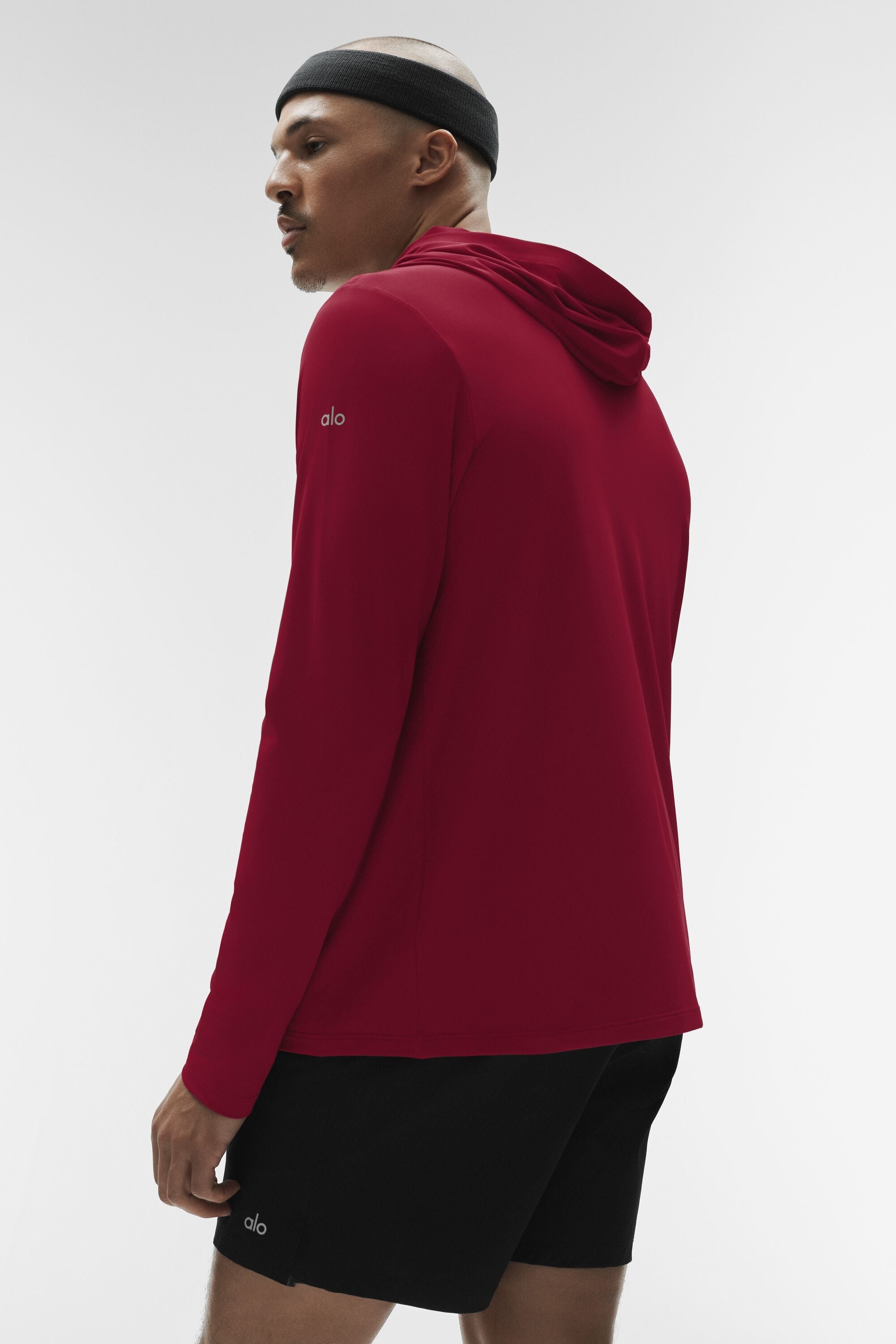 Alo Yoga Conquer Reform Long Sleeve With Hood - Garnet