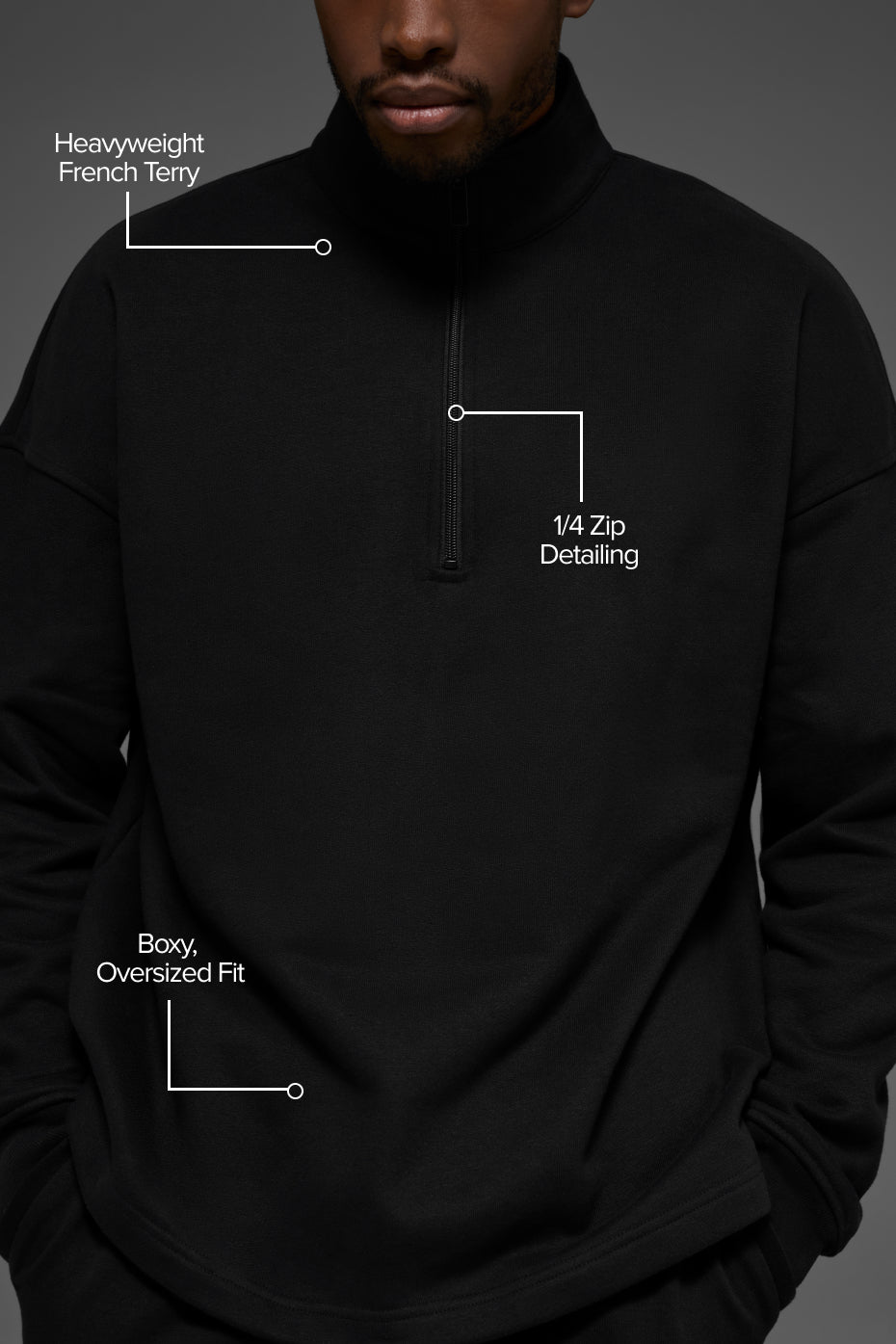 Alo Yoga Renown Heavy Weight 1/4 Zip - Black