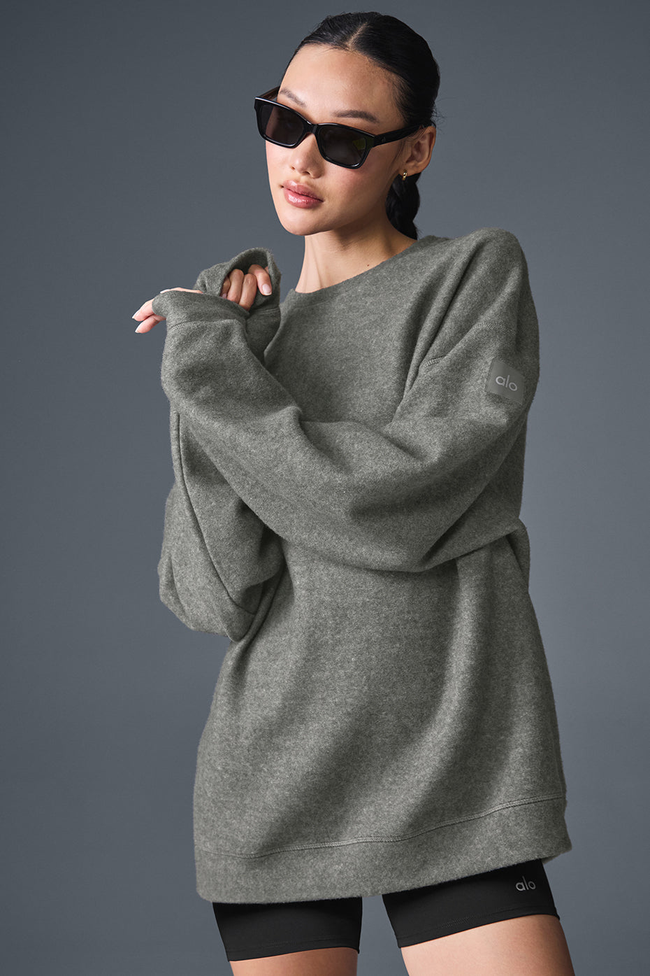 Alo Yoga Triumph Restore Crew Neck Sweatshirt - Grey Triblend