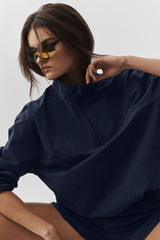 Alo Yoga Light Weight Takeaway Track Pullover - Navy