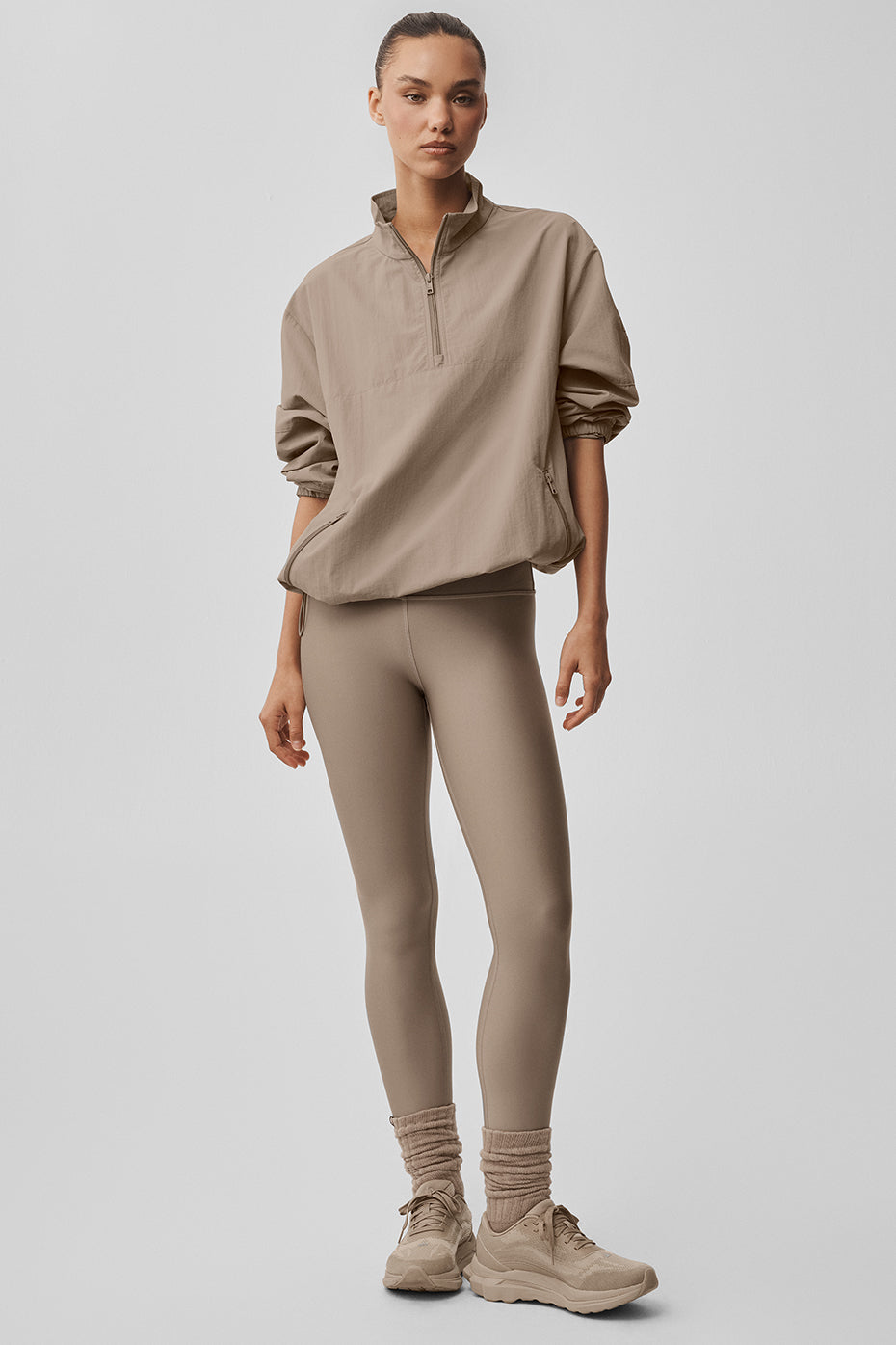 Alo Yoga Light Weight Takeaway Track Pullover - Gravel