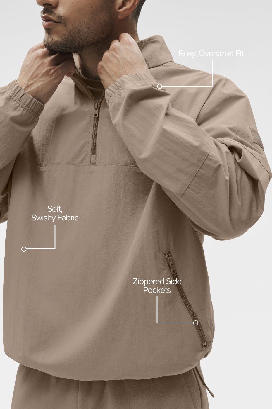 Alo Yoga Light Weight Takeaway Track Pullover - Gravel