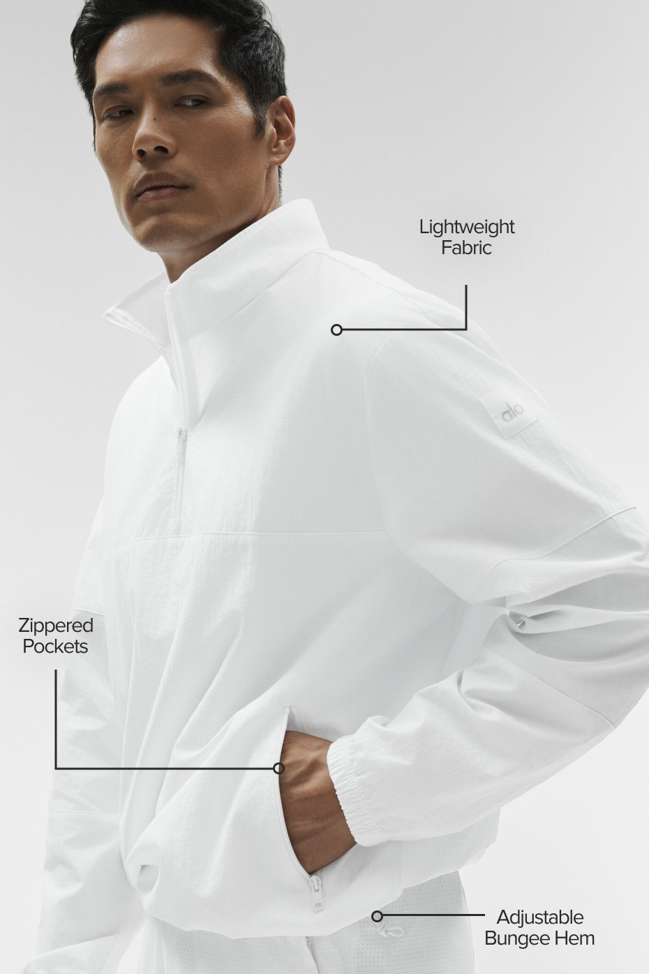 Alo Yoga Light Weight Takeaway Track Pullover - White