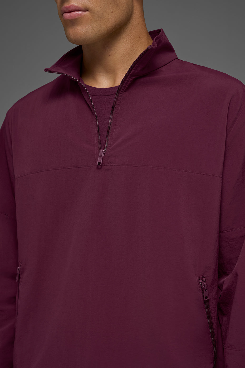 Alo Yoga Light Weight Takeaway Track Pullover - Burgundy