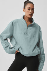 Alo Yoga Light Weight Takeaway Track Pullover - Desert Sage