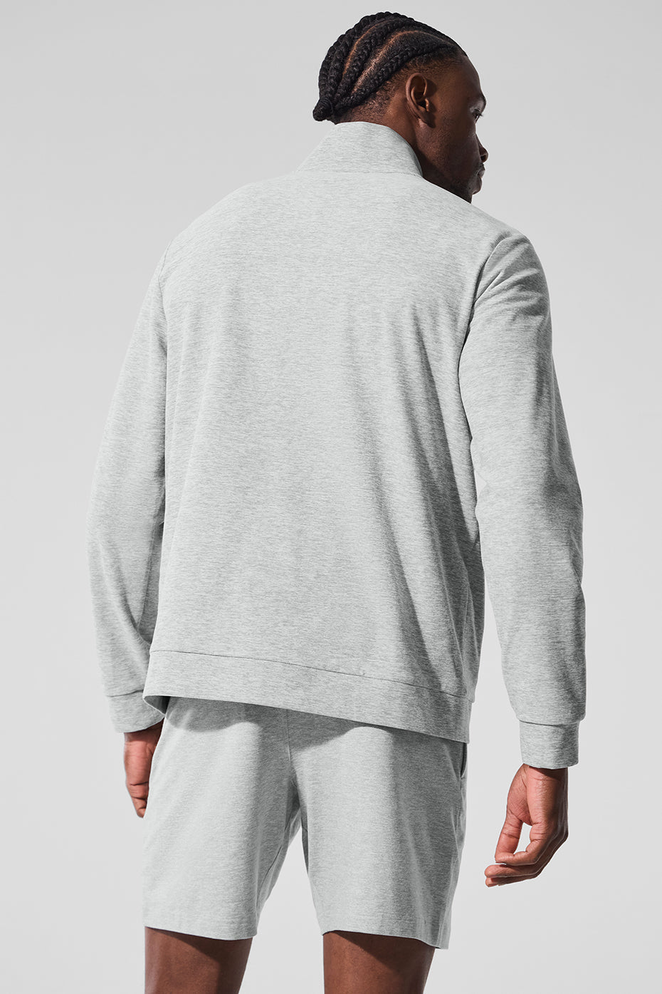 Alo Yoga Conquer Max Mock Neck Full Zip - Athletic Heather Grey
