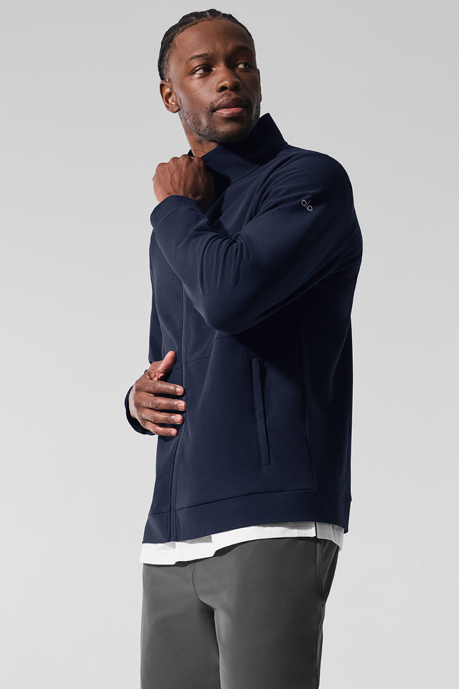 Alo Yoga Conquer Max Mock Neck Full Zip - Navy