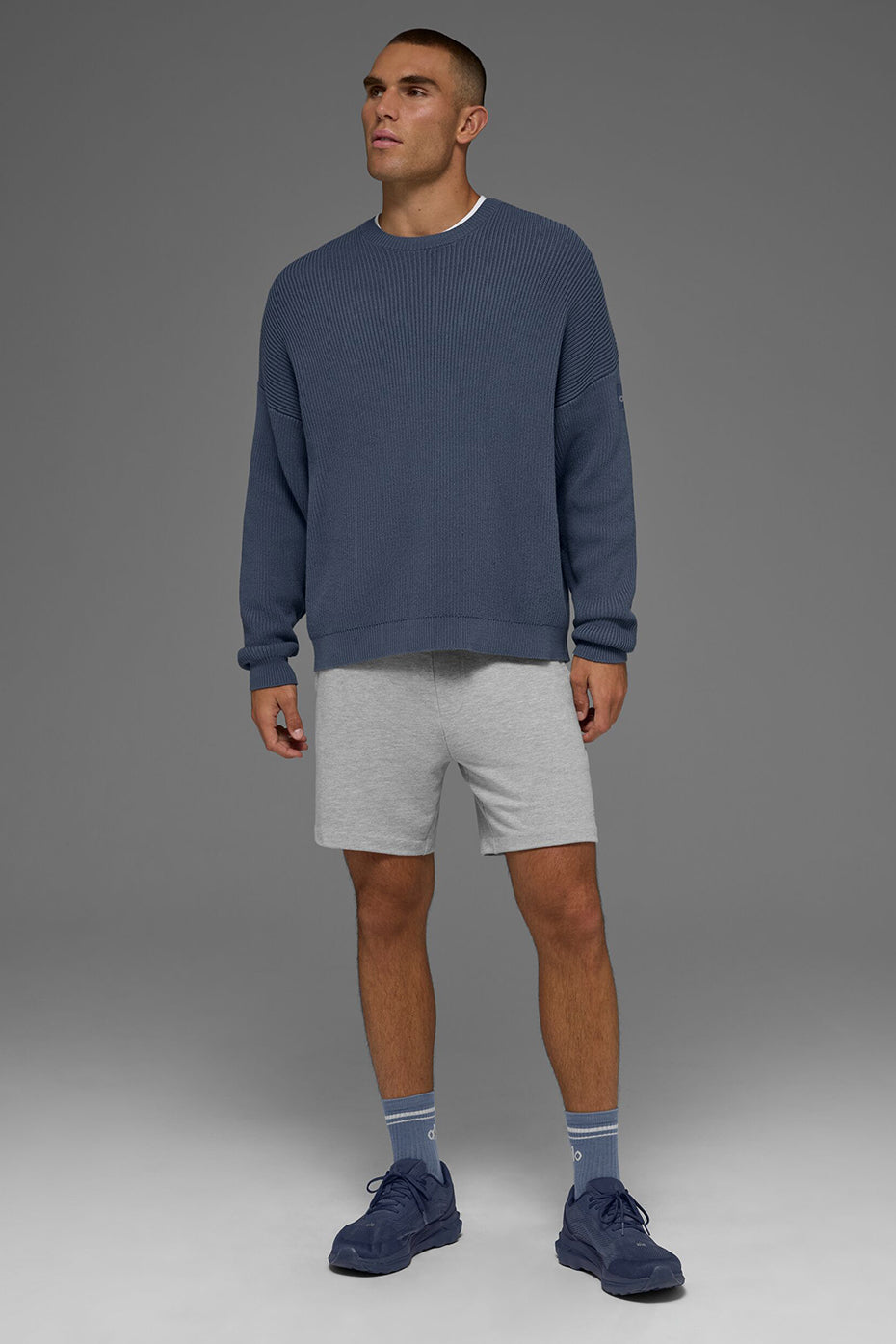 Alo Yoga Domain Rib Knit Crew Sweater - Bluestone