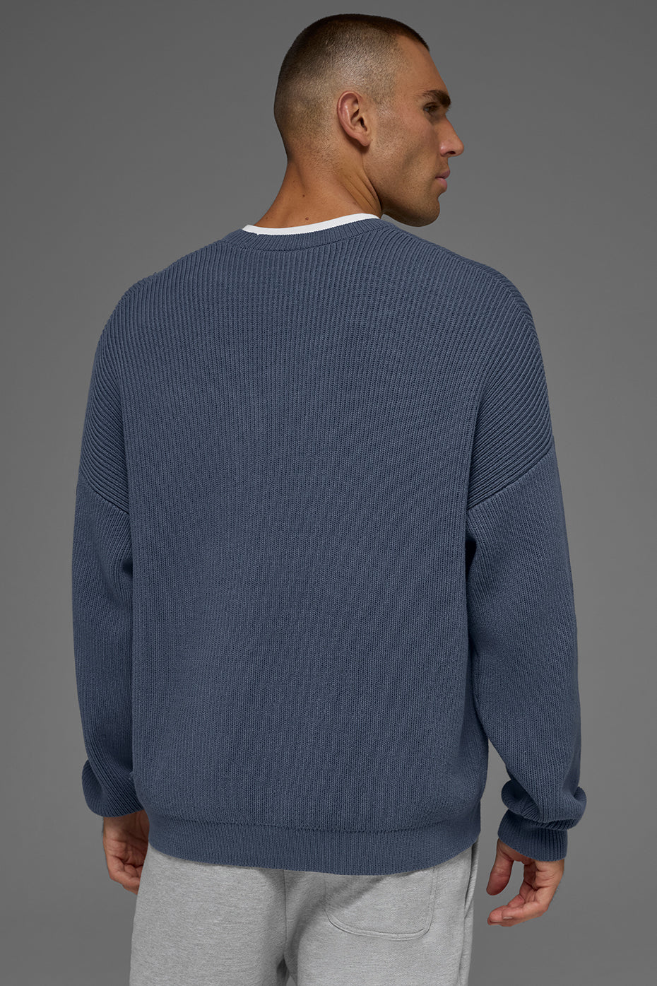 Alo Yoga Domain Rib Knit Crew Sweater - Bluestone