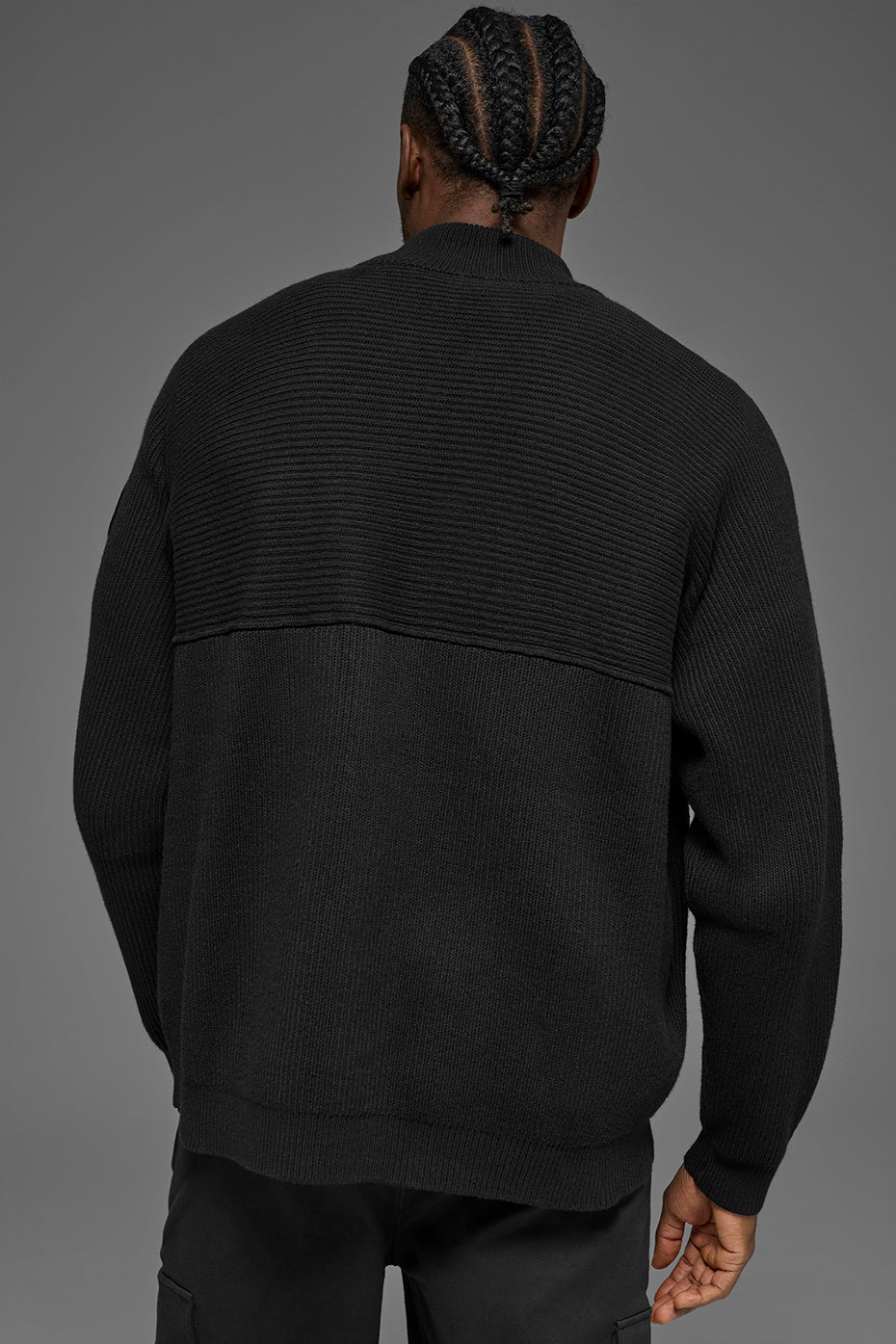 Alo Yoga Domain Shift Rib Knit 1/4 Zip Sweater - Black