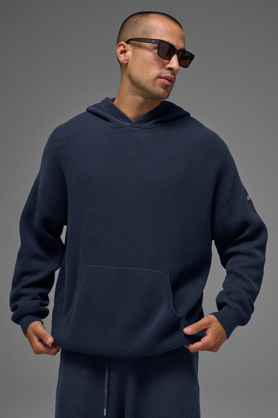 Alo Yoga Sports Club Sweater Knit Hoodie - Navy