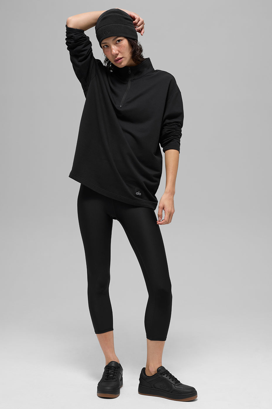 Alo Yoga Double Take Long Sleeve 1/4 Zip - Black