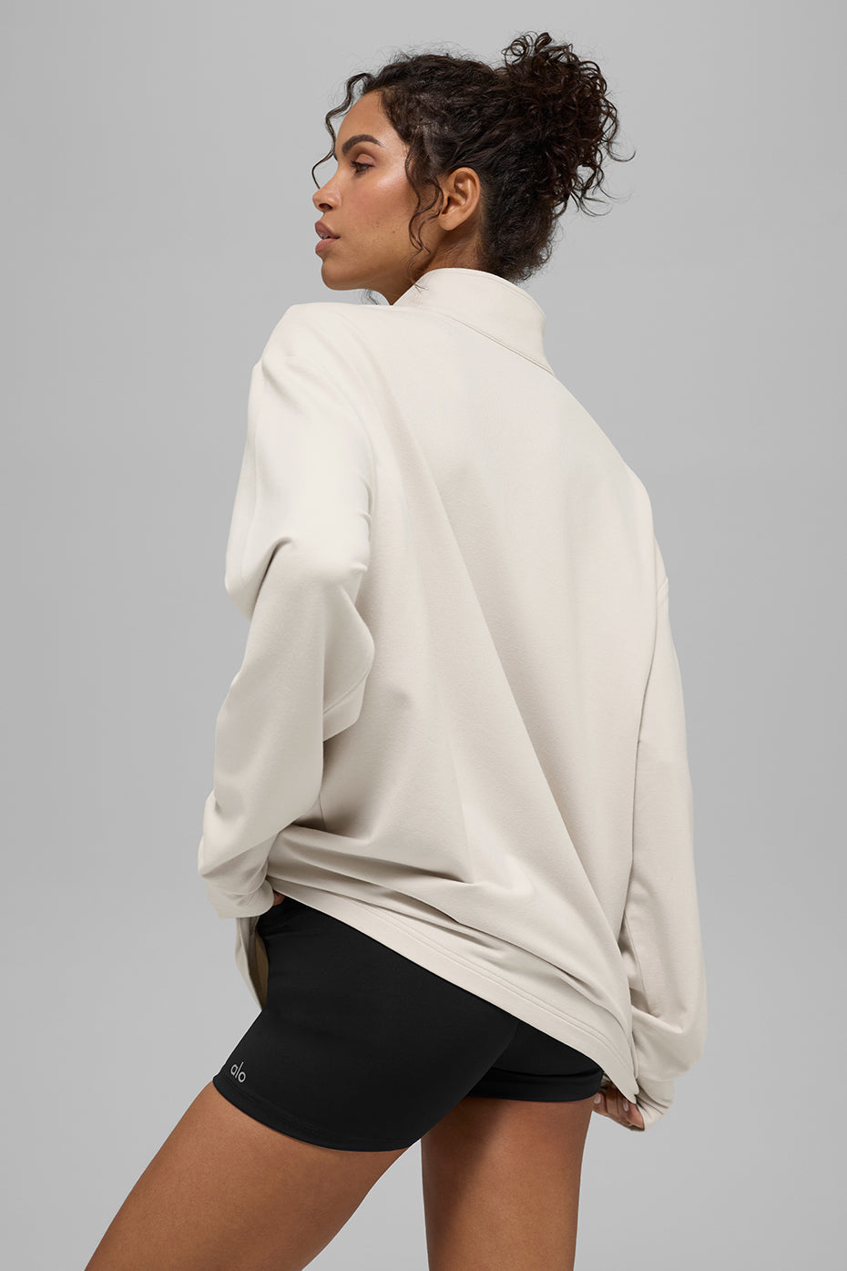 Alo Yoga Double Take Long Sleeve 1/4 Zip - Bone