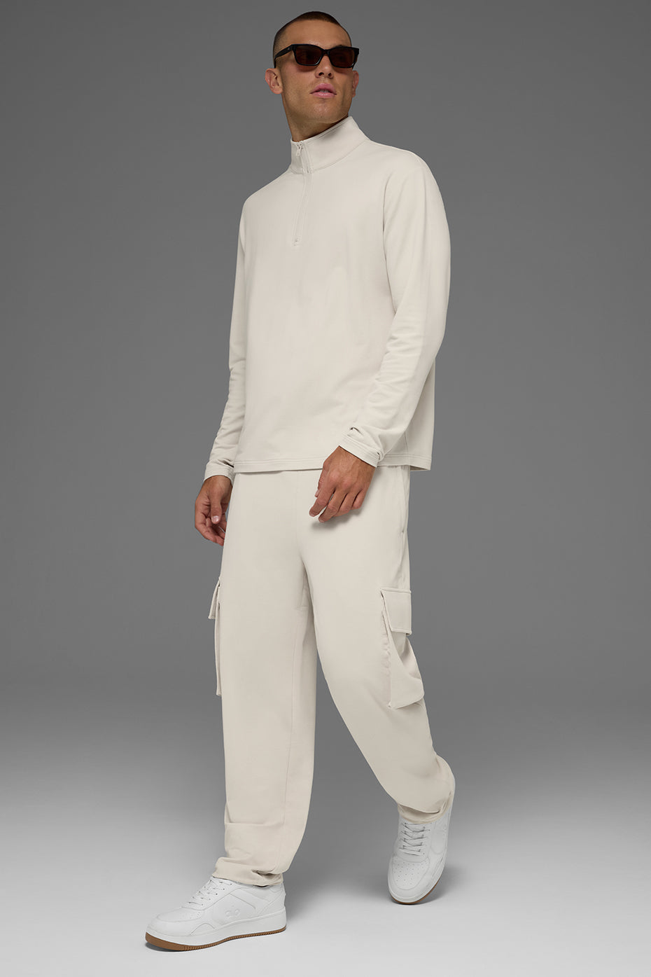 Alo Yoga Double Take Long Sleeve 1/4 Zip - Bone