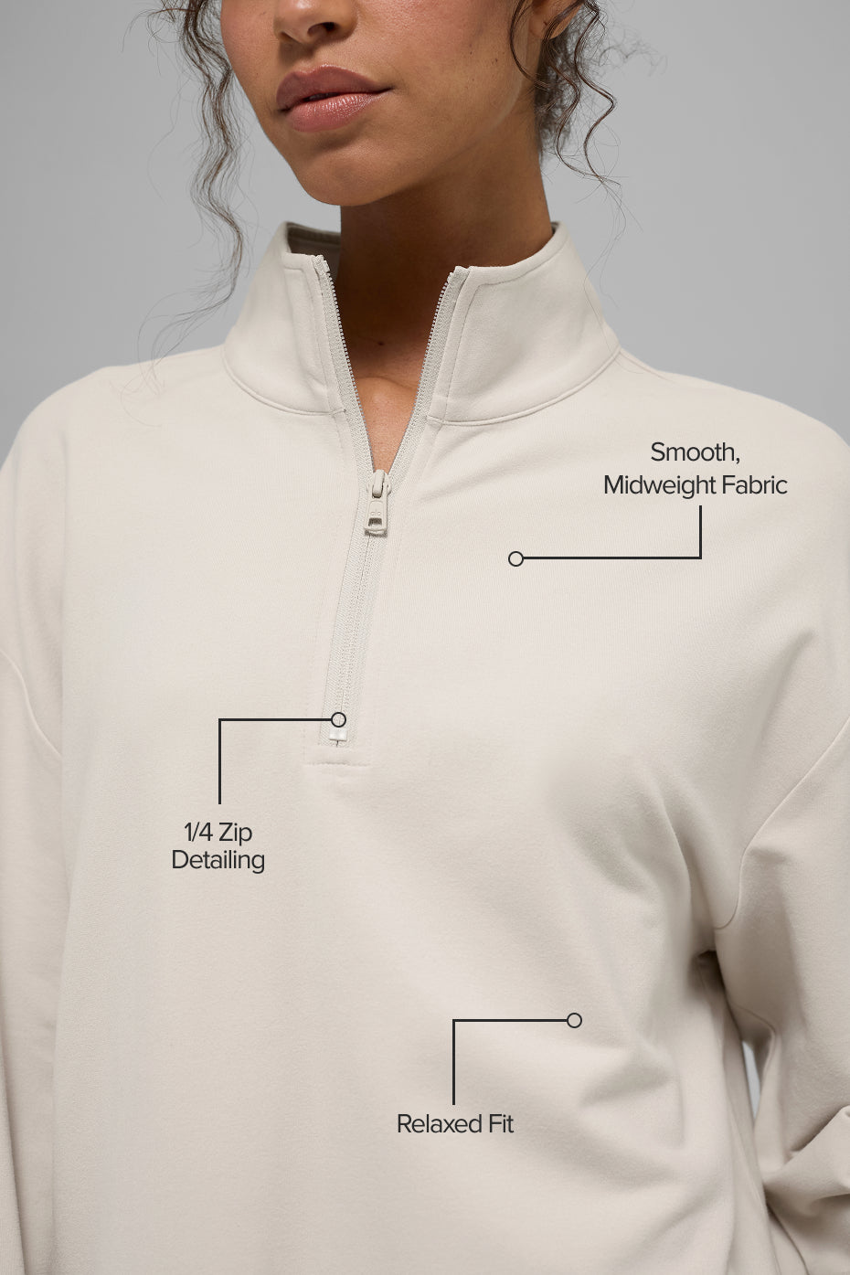 Alo Yoga Double Take Long Sleeve 1/4 Zip - Bone