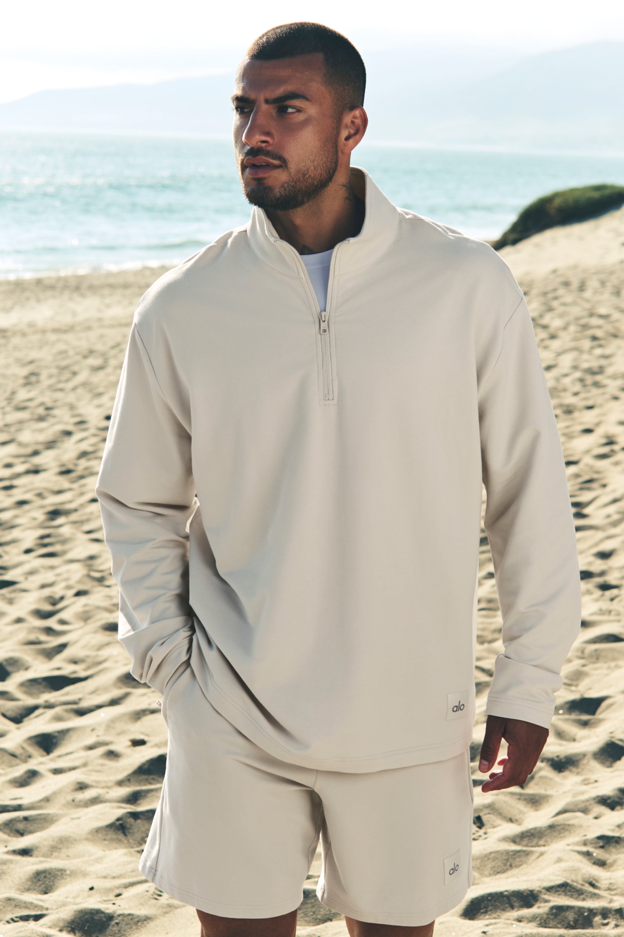 Alo Yoga Double Take Long Sleeve 1/4 Zip - Bone