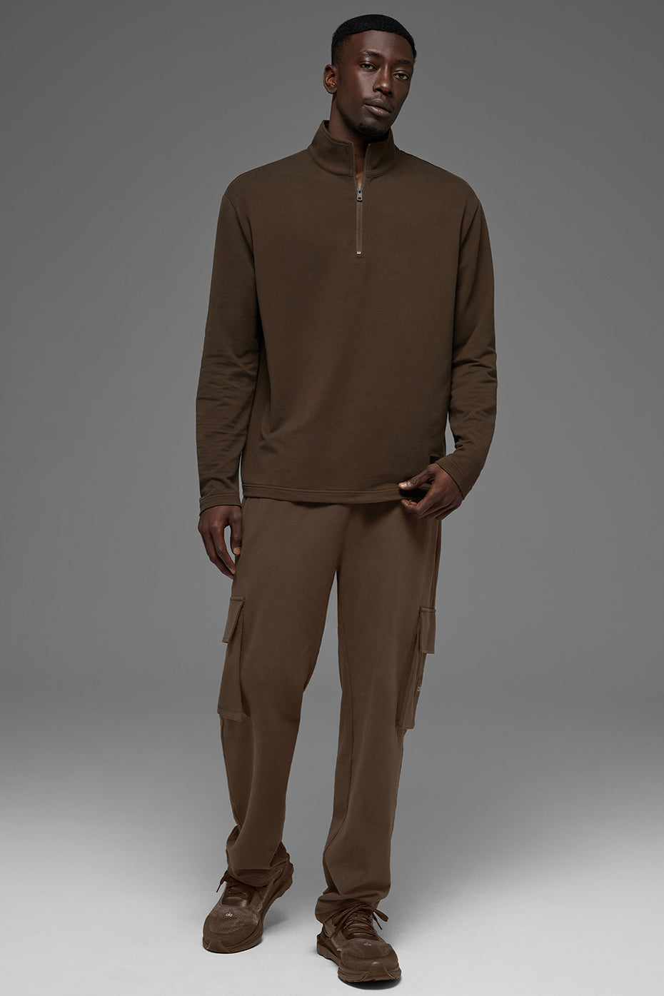 Alo Yoga Double Take Long Sleeve 1/4 Zip - Espresso