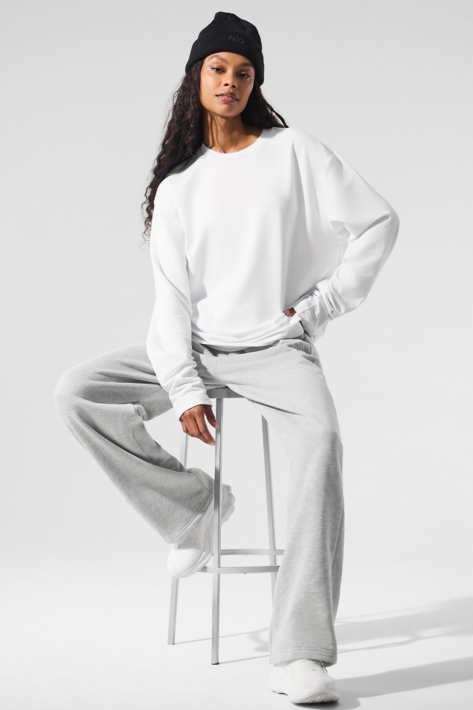 Alo Yoga Double Take Long Sleeve Crew - White