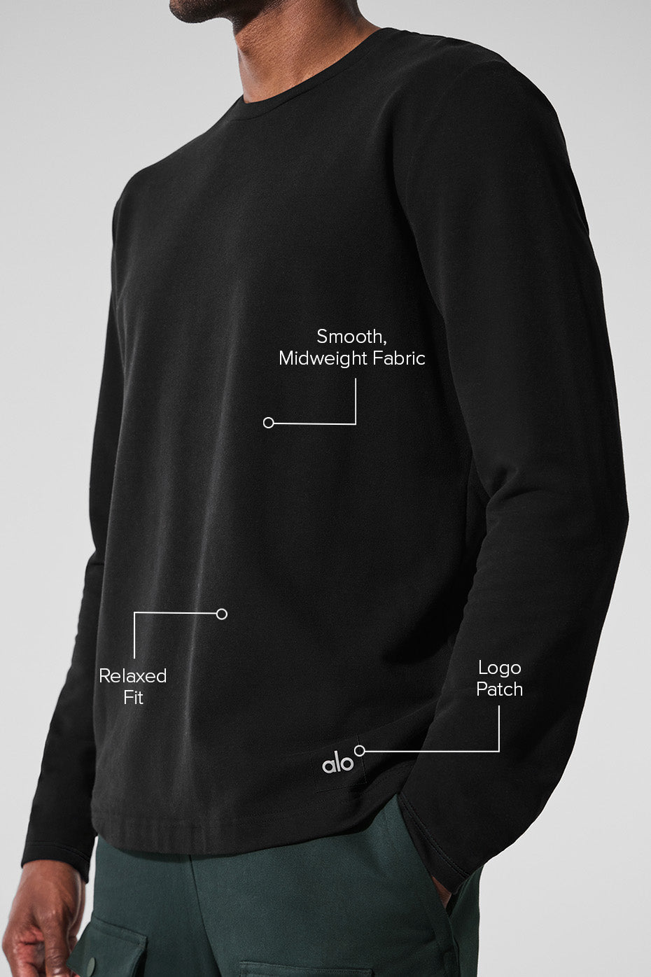 Alo Yoga Double Take Long Sleeve Crew - Black