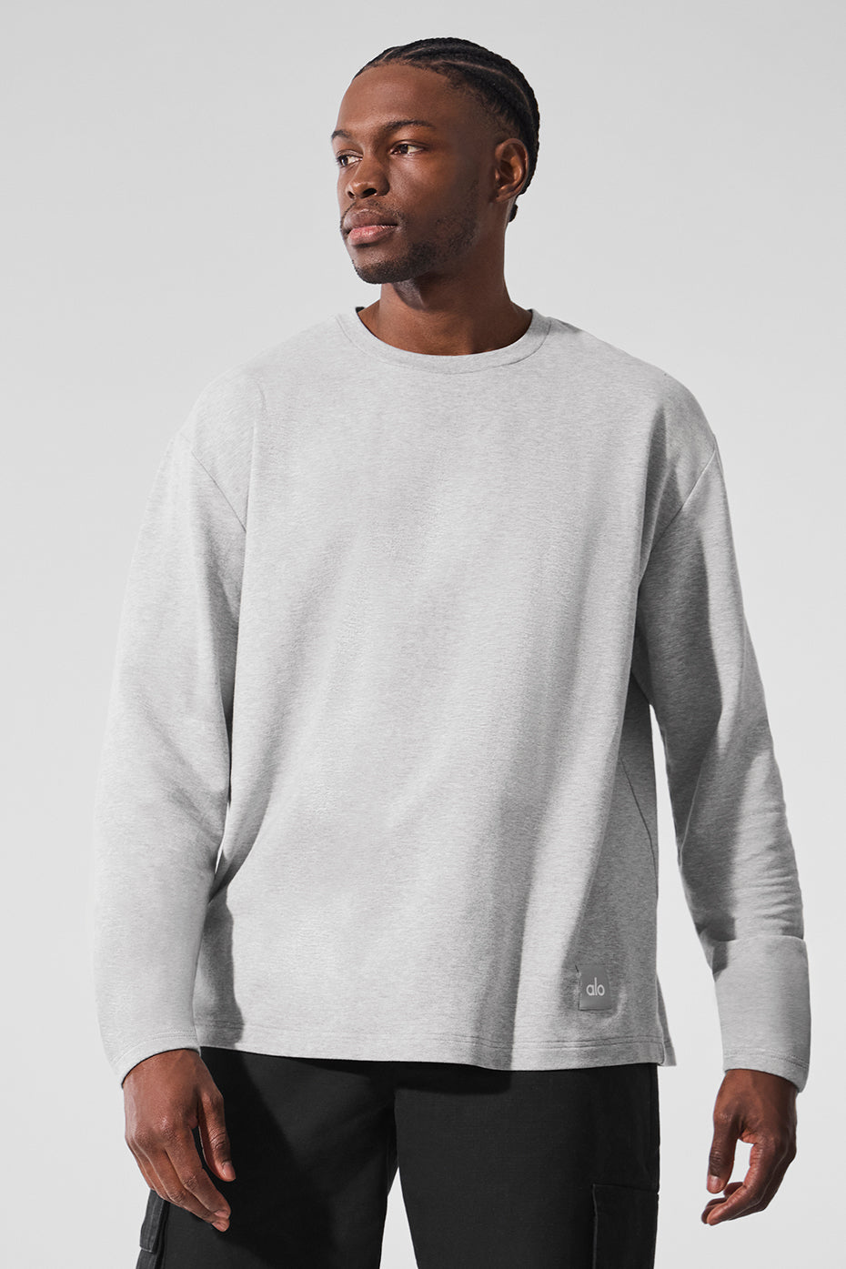 Alo Yoga Double Take Long Sleeve Crew - Athletic Heather Grey