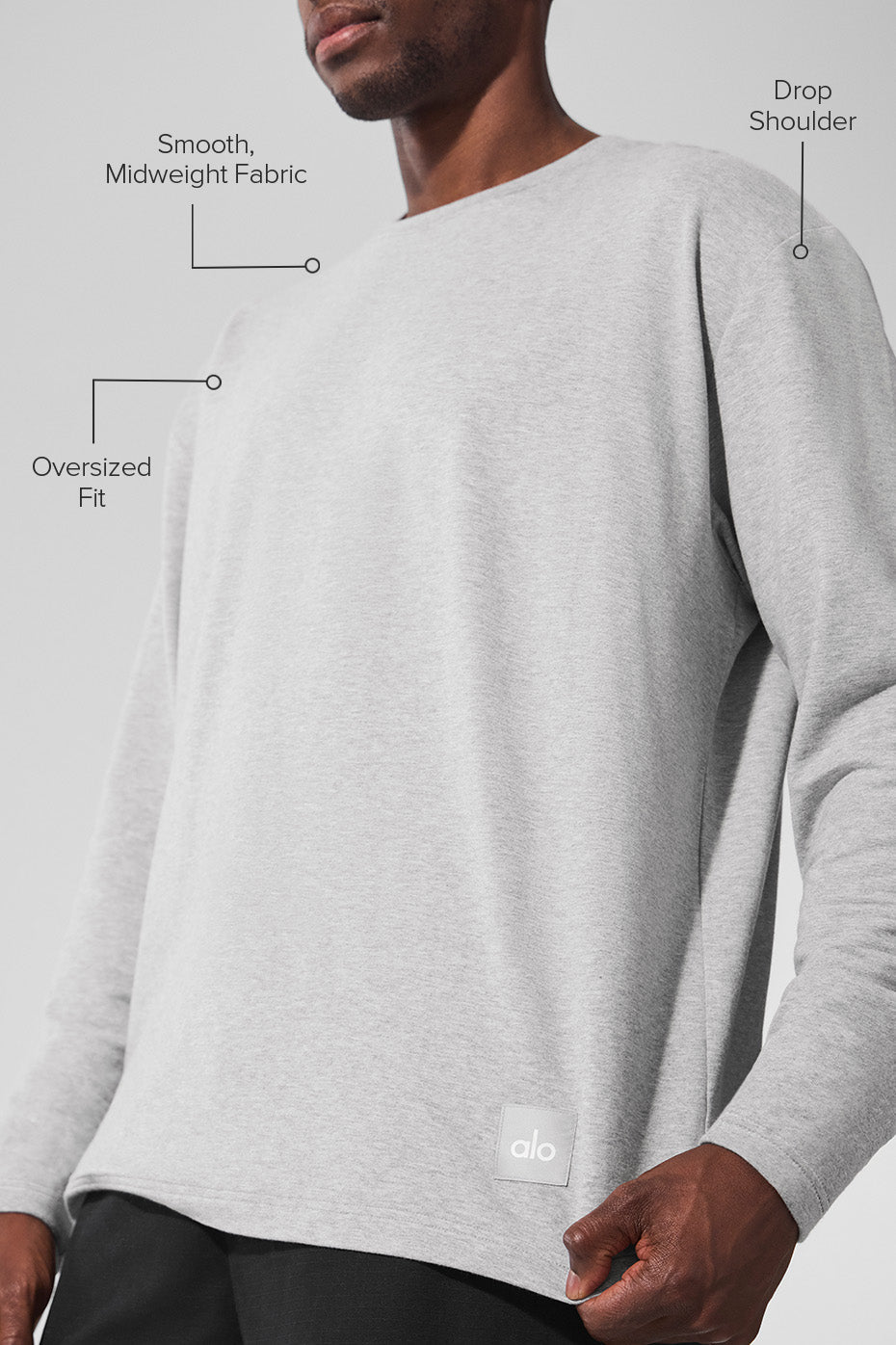 Alo Yoga Double Take Long Sleeve Crew - Athletic Heather Grey